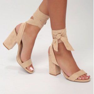 Alta Natural Suede Lace-Up Heels